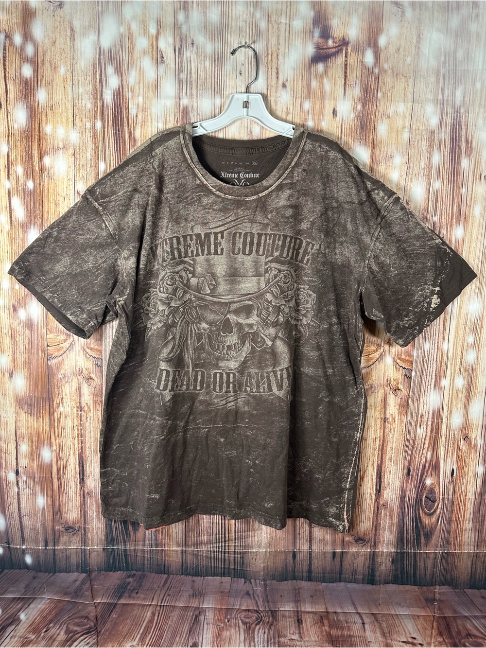 XTREME COUTURE DEAD OR ALIVE BROWN MEN’S TSHIRT SIZE 3XL